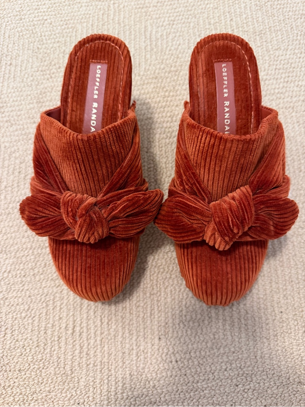 Loeffler Randall Rust Corduroy Knot Slip-On High Clogs